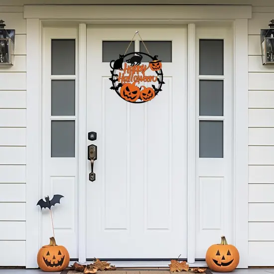 Halloween Wreath Decor - Scary Pumpkin {3}