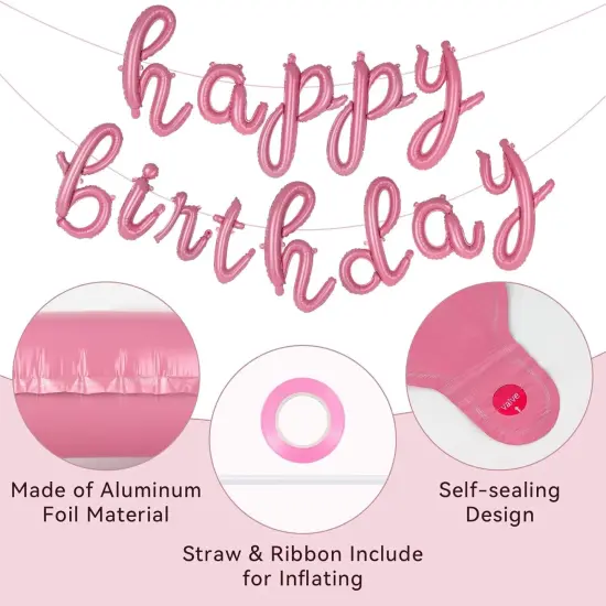 Pink Happy Birthday Balloons - Script {3}