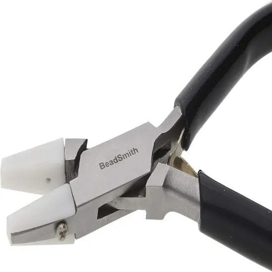 The Beadsmith Double Nylon Jaw Chain Nose Pliers, 4.75 inches (120mm), Black PVC Comfort Grip Handle, with Double Leaf Spring, protects wire when bending and looping {2}