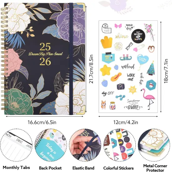 2025-2026 Academic Planner, A5 (6.5" x 8.5") - Blue Flower {2}