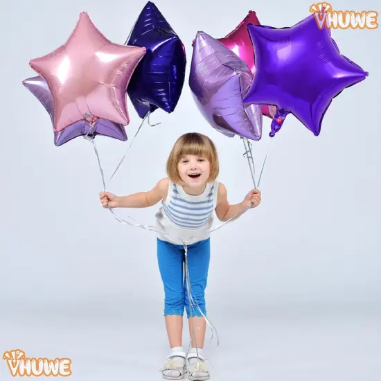 10 Pcs Purple Star Shaped Mylar Helium Foil Metallic Balloon(Purple Star Balloons) {2}