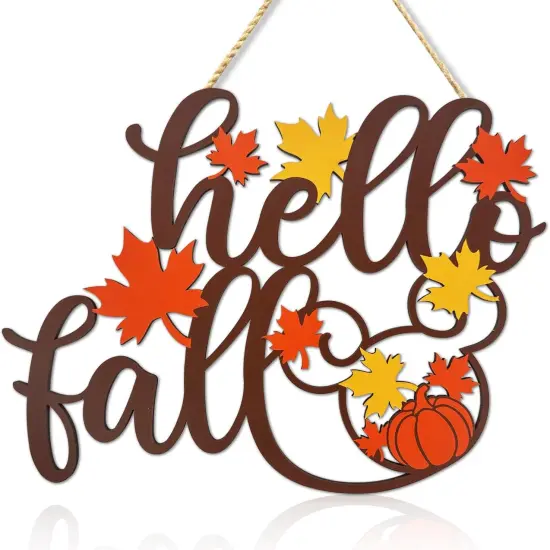 Hello Fall Wood Sign Decoration {2}