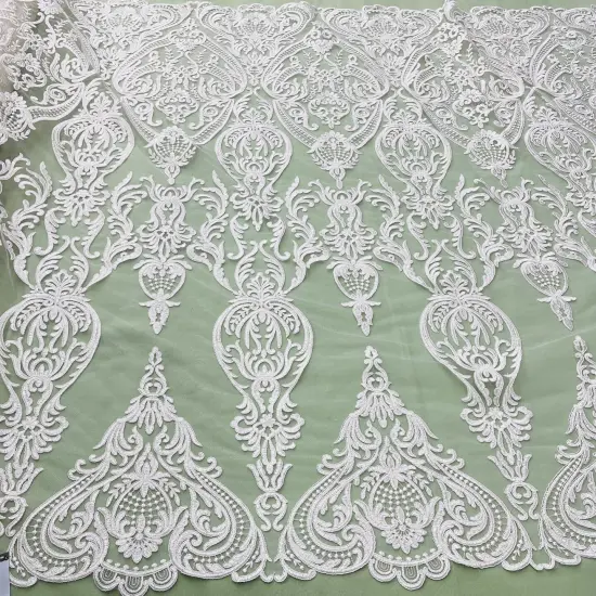 1 Yard Corded Bridal Lace Fabric, Embroidered on 100% Polyester Net Mesh, 52" Width,Elegant Fabrication for Gowns & D&eacute;cor Gold {4}