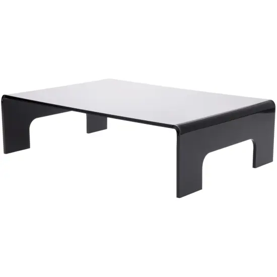 Plymor Black Acrylic Display Riser with Tray Handles, 4" H x 15" W x 10" D (3/16" thick) {1}