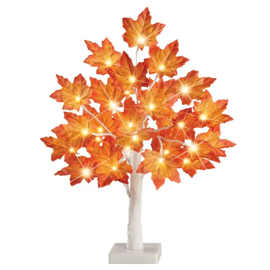 Collections Etc LED Lighted Artificial Autumn Maple Tabletop Tree {2}