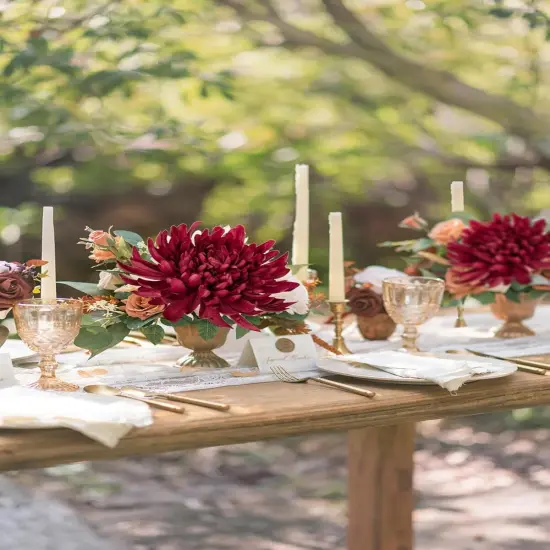 Large Heads Chrysanthemums Artificial Flowers-Fall Decor 6 Stems 26''Autumn Mum Fake Flowers Bouquet {2}