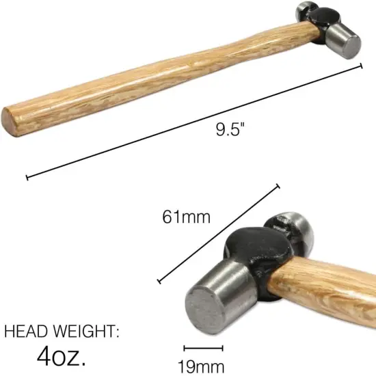 The Beadsmith Vintaj Ball Pein Hammer, 9.5 Inches, 61-Millimeter Steel Head and Wood Handle, 4-Ounce Jewelry-Making Tool {4}