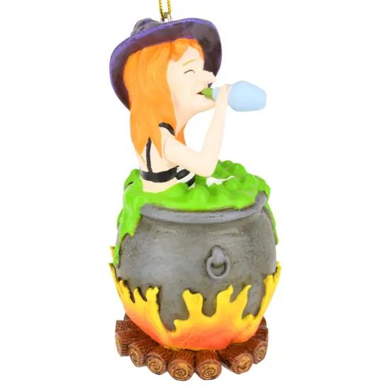 Tree Buddees Funny Witches Hot Tub Halloween Ornament Witch Drinking in Cauldron {4}