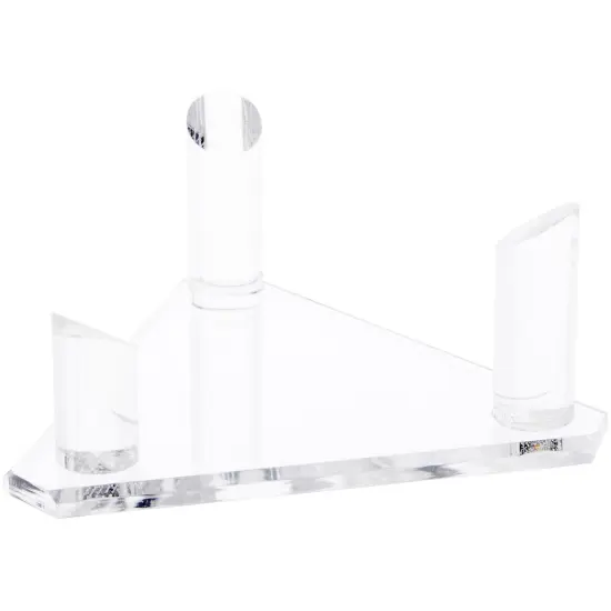 Plymor Clear Acrylic Beveled Triangular Display Base with 3 Display Prongs for Geode, Mineral or Crystal Cluster, 6.5" W x 5.625" D x 2.75" H {1}