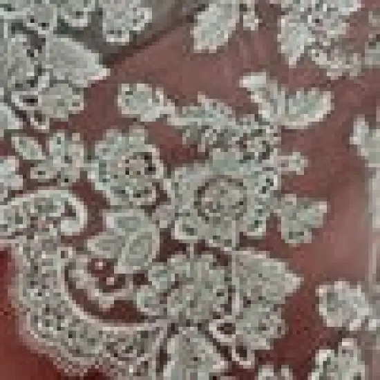 1 Yard Beaded & Corded Embroidered Bridal Lace Fabric, 100% Polyester Net Mesh, 52"-54" Wide Silver Metallic {4}