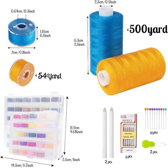 60 Colors Sewing Thread, 144 Pcs Prewound Bobbins {3}