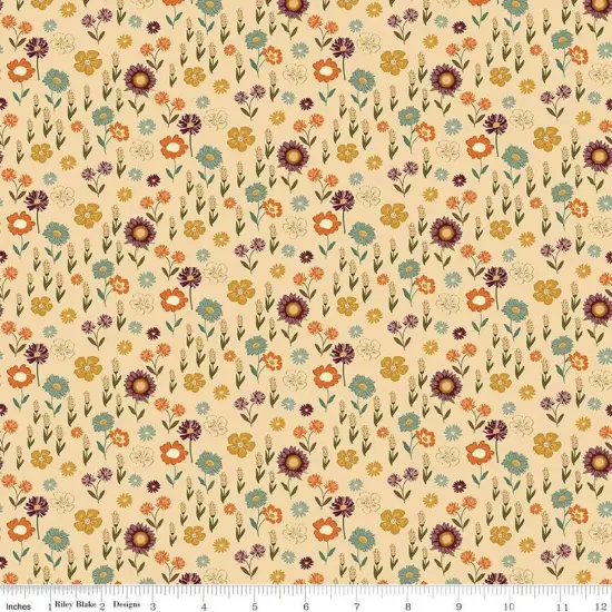 The Awe of Autumn Floral Latte 43"/44" Fabric Per Yard {1}