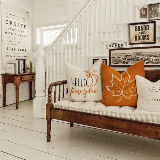 Fall Pumpkin Maple Leaves Pillow {4}