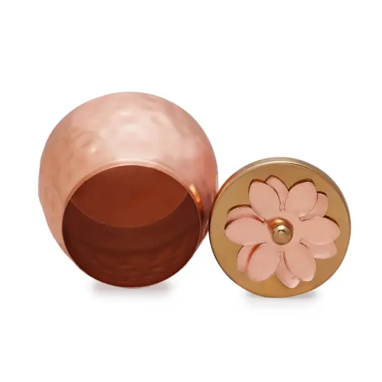 Hammered Copper Plating Dryfruits Jar with Lid Decorative Serving Bowls Dry Fruit Container Return Gifts for Housewarming Baby Shower Wedding Handmade Candy Jar Pack of 1/4/16 (3.4 Inch) {7}