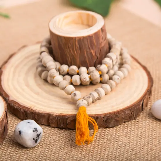 Tulsi Mala Beads Necklace Holy Basil 108 + 1 Beads Ram Japa Prayer Mala Energized Hindu Tibetan Buddhist Rosary for Chanting Mantra Hand Knotted Tulsi Neck Mala for Pooja Meditation Yoga {6}