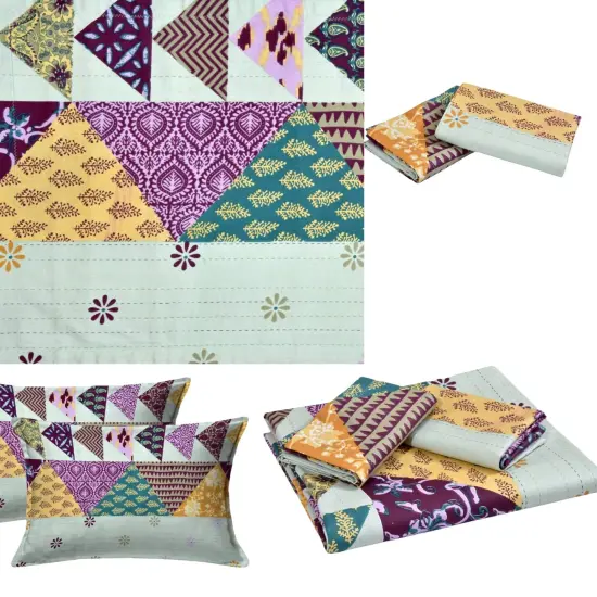 100% Cotton Sheets Indian Ethnic 3-piece Fitted Sheet Set 180 Thread Count 16 Inch Deep Pocket Premium Quality with Soft Pillowcases (king Queen Twin) {7}