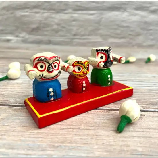 Lord Jagannath Balabhadra Subhadra Idol for Home Decor Car Dashboard Mandir Puja Office Table Showpiece - Gifting Item Navratri Golu Dolls {2}