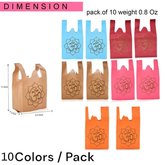 Om Print Return Non Woven Gifts Party Favor Bags Ecofriendly Reusable for Indian Wedding Housewarming Puja {4}