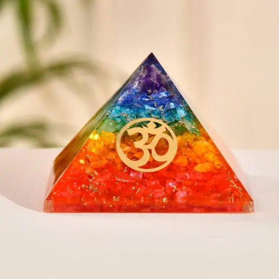Orgonite Pyramid Seven Chakra Gemstone Orgone Chakra Healing Amethyst Rose Quartz Stone Energy Generator Pyramids for Goodluck Spiritual Healing Meditation Yoga - Office Living Room Decor {6}