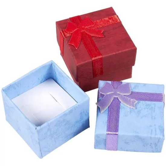 24 Pack Ring Gift Box Set with Bow, Bulk Jewelry Boxes for Anniversaries, Weddings, Birthdays (6 Colors, 1.6 x 1.2 x 1.6 inches) Multicolor {5}