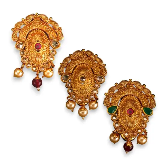 Golden Sari Brooch Indian Saree Lehenga Safety Pin Gold Tone Designer Bollywood Indian Wedding Bridal Jewelry Gift RUBY {3}