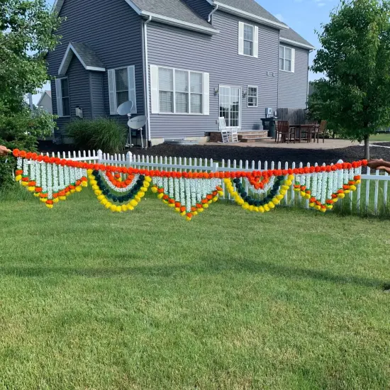 9.6 Feet Jumbo Marigold Jasmine Door Toran Hanging Valance Marygold Festival Garland Puja Diwali Decoration Day of the Dead Dia De Los Muertos Ofrenda Mexican Fiesta Halloween Decor {6}