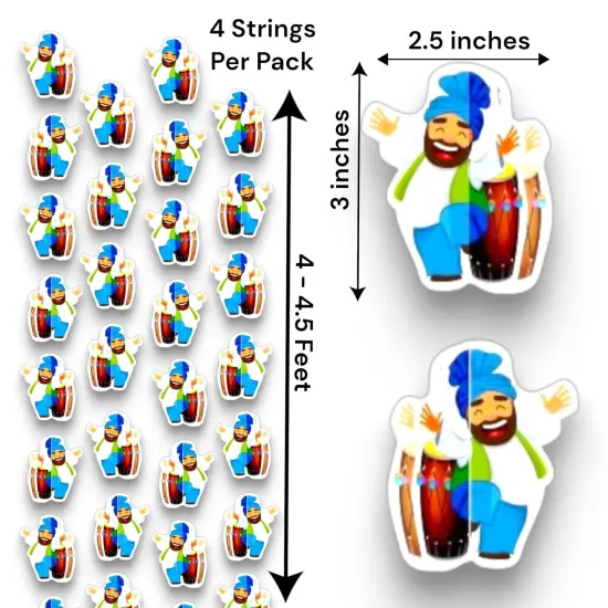 4ct Happy Lohri Hanging Decoration Strings Mini Paper Frill Wall Hanging Indian Harvest Festival Lohri Gifting Dancing Punjabi Party Celebration - Lohri Decor for Home Office {7}