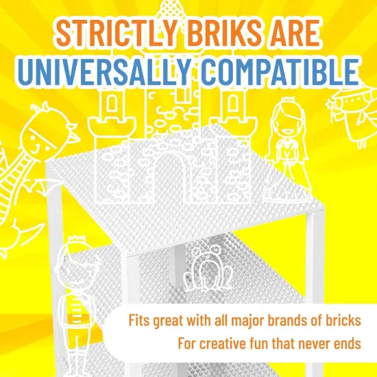 Strictly Briks Classic Stackable Baseplates, Building Bricks For Towers, Shelves, and More, 100% Compatible with All Major Brands, White, 4 Base Plates & 30 Stackers, 6x6 Inches, Ages 3-14 {4}