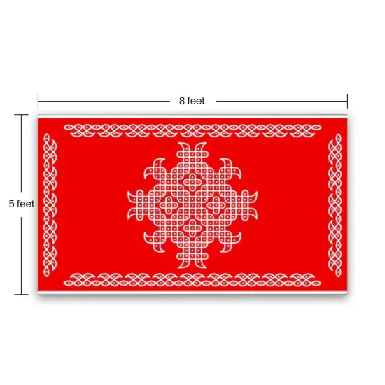 Indian Traditional Kolam Rangoli Cloth Backdrop Photo Decor Banner Pooja Room Decor Dot Kolam Backdrop for Diwali Ganesha Puja Wedding Housewarming Gift Green {4}