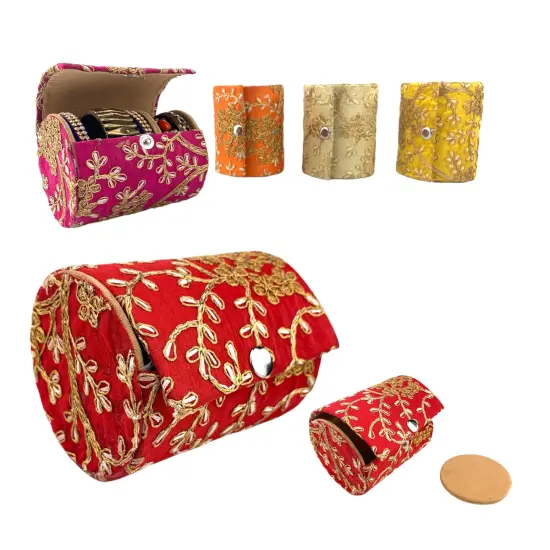 Bangle Organizing Box for Women and Girls Bulk Assorted Jewellery Storage Bag Beautiful Embroidered Bangle Case Indian Pakistani Wedding Favor Bridesmaid Gift {5}