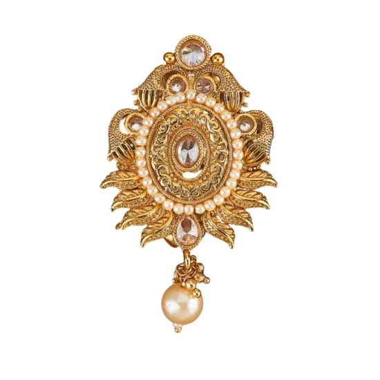 Golden Sari Brooch Indian Saree Lehenga Safety Pin Jewelry Gold Tone Kundan Jewelry Bollywood Safety Pin Indian Wedding Bridal Jewelry Gift for Her Mother’s Day Gift RUBY {6}