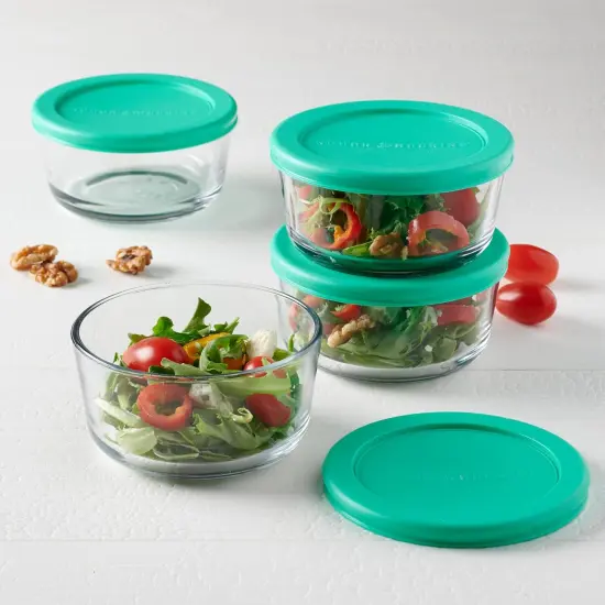 Set of 4 - 2 Cup Glass Food Storage Containers with Lids (Mixed Blue) {2}