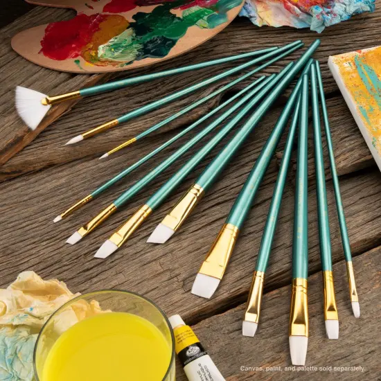 RSET-9316 | 12pc White Taklon Long Handle Variety Brush Set {4}