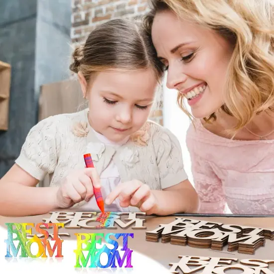 40Pcs Best MOM Unfinished Wood Crafts {3}