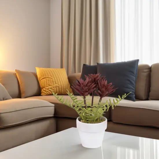 Northlight Succulent Fern in Ceramic Pot - 8" Purple {4}