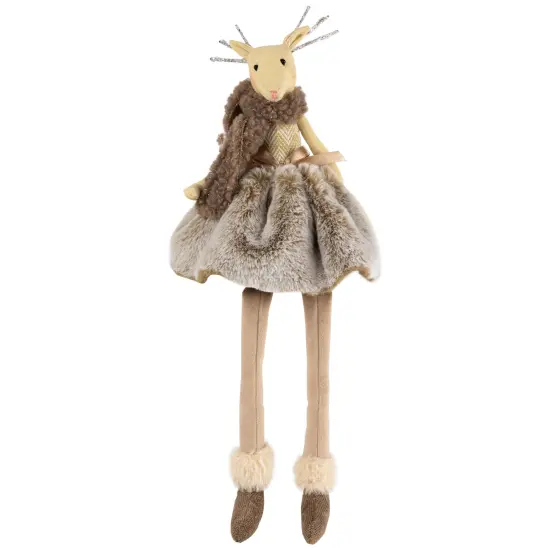 Northlight Sitting Reindeer Girl with Dangling Legs Christmas Figure - 18" Beige {3}