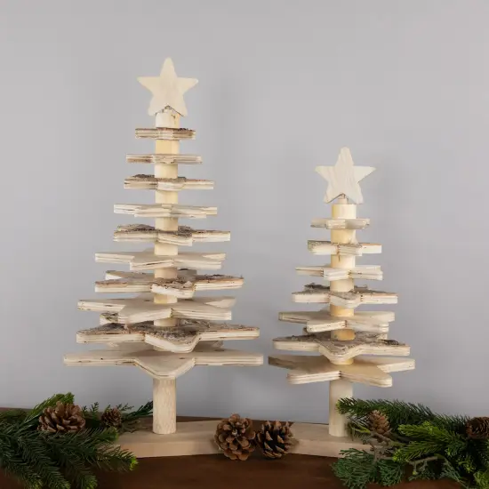 Northlight Star Cut-Outs Wooden Tree Christmas Decoration - 16" Beige {4}