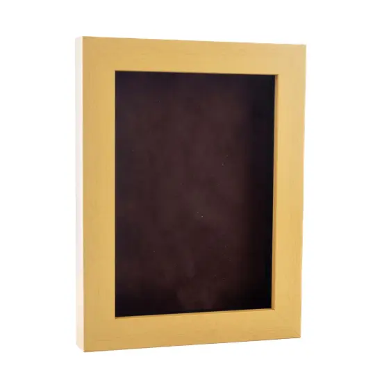 Classic Natural Wood Shadow Box Frame with Acrylic Front - Brown Suede Backing, 30 Sizes {2}