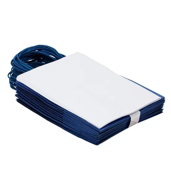 24-Pack 8x4x10-Inch Navy Blue Gift Bags with Gold Foil Script, Medium-Sized Thank You Bags with Handles and 24 Sheets White Tissue Paper {4}