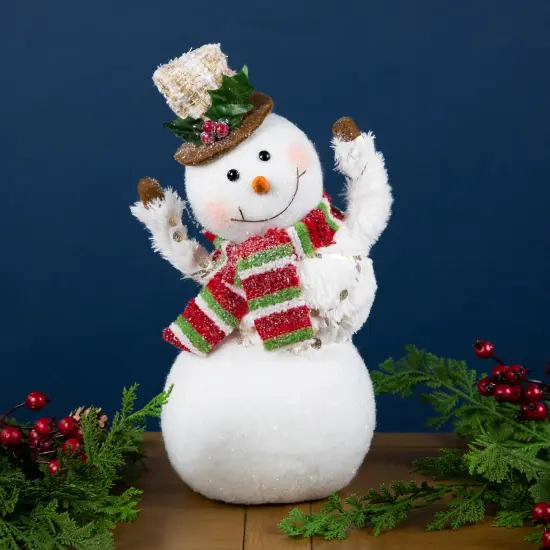 Northlight Smiling and Waving Snowman Christmas Figurine - 11.25" White {1}