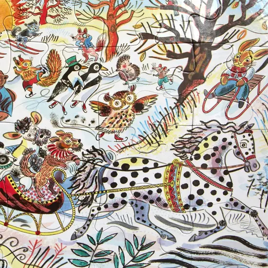 eeBoo: Winter Sleigh Ride - 20 Piece Puzzle - 15x11" Jigsaw, Oversized Pieces, Whimsical Outdoor Animal Scene, Snowy Season Play, Preschool, Kids 3+ {7}