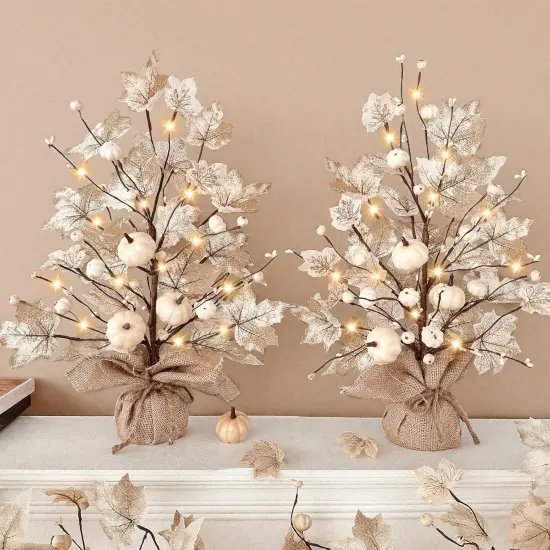 2 Pack Lighted Fall Maples Tree Fall Decor {1}