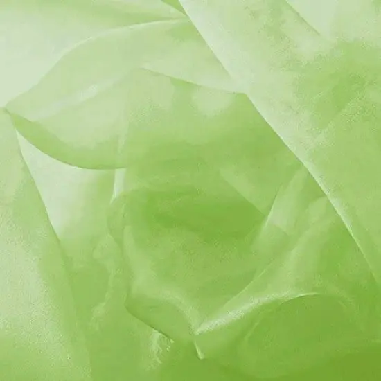 1 Yard Apple Green Sparkle Sheer Organza Fabric 60" Width {1}