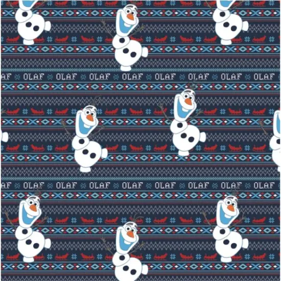 Licensed Disney Flannel - Olaf's Alpine Adventure Navy Flannel Fabric by the Yard {1}