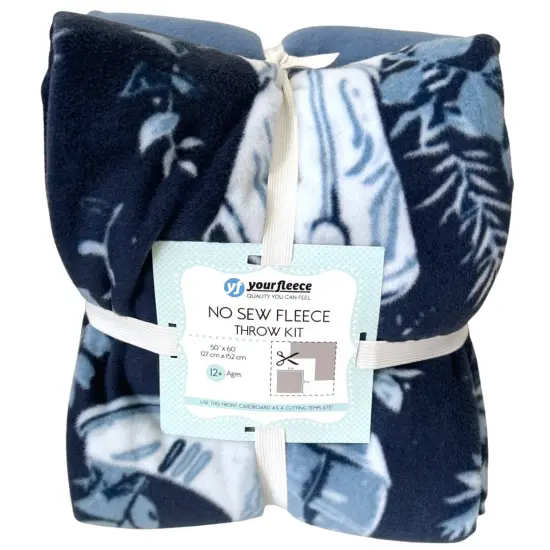 Country Cowboy Boots and Hats Anti-Pill Premium No-Sew Throw Fleece Fabric Kit (72x60) {1}