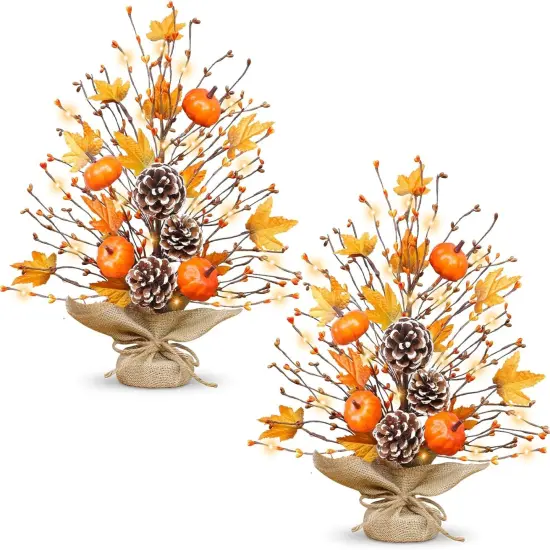 2 Pack Lighted Fall Tree Fall Decorations {1}