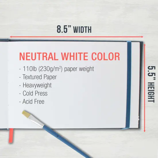 5.5" x 8.5" Watercolor Book (2 Pack, 76 Sheets Each) - 110lb (230 GSM) Linen-Bound Hardcover Artist Paper Pads - Acid-Free Cold-Pressed Watercolor Paper Pad Mixed Media {3}