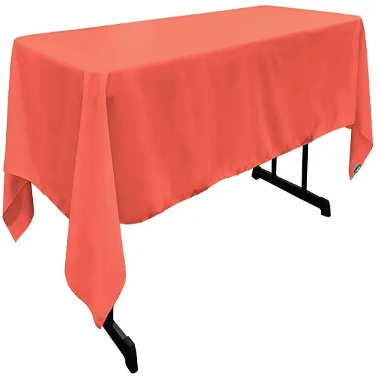 Rectangular Coral Polyester Tablecloth 60&times;144 Inch Vibrant Touch for Weddings, Parties & Banquets {1}