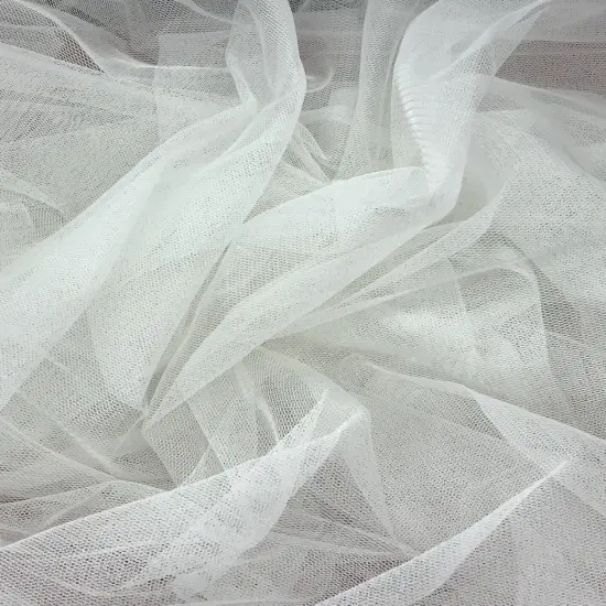 1 Yard Ivory English Net Mesh Fabric 100% Polyester Sheer 2-Way Stretch 59/60 Inch Width {1}