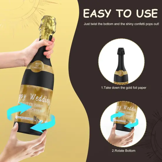 15.3'' (2 Pcs.) - Champagne Bottle Party gold confetti Popper {4}